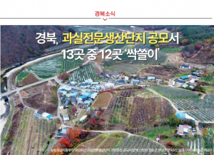 [경북소식] 경북, 과실전문생산단지 공모서 13곳 중 12곳 ‘싹쓸이’